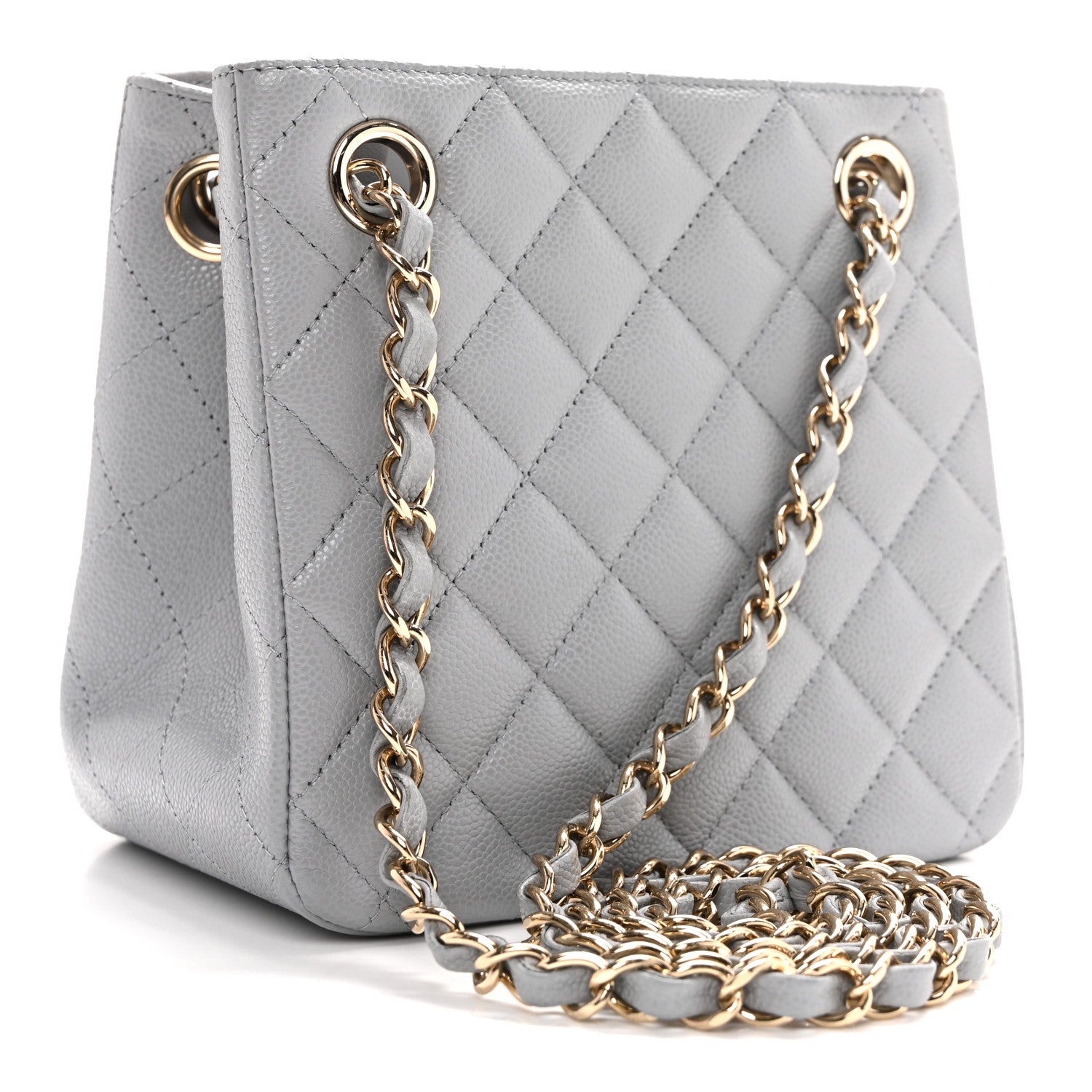 Caviar Quilted Mini Bucket Bag Blue