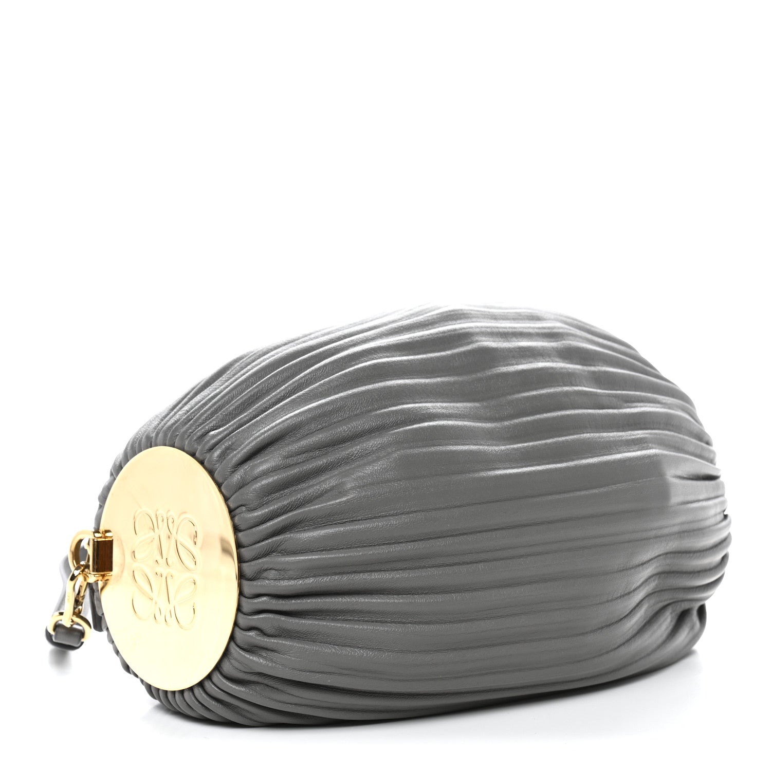Lambskin Pleated Bracelet Pouch shoulder Bag Asphalt Grey Asphalt Grey