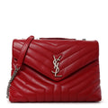 Calfskin Y Quilted Monogram Medium Loulou Chain Satchel Red