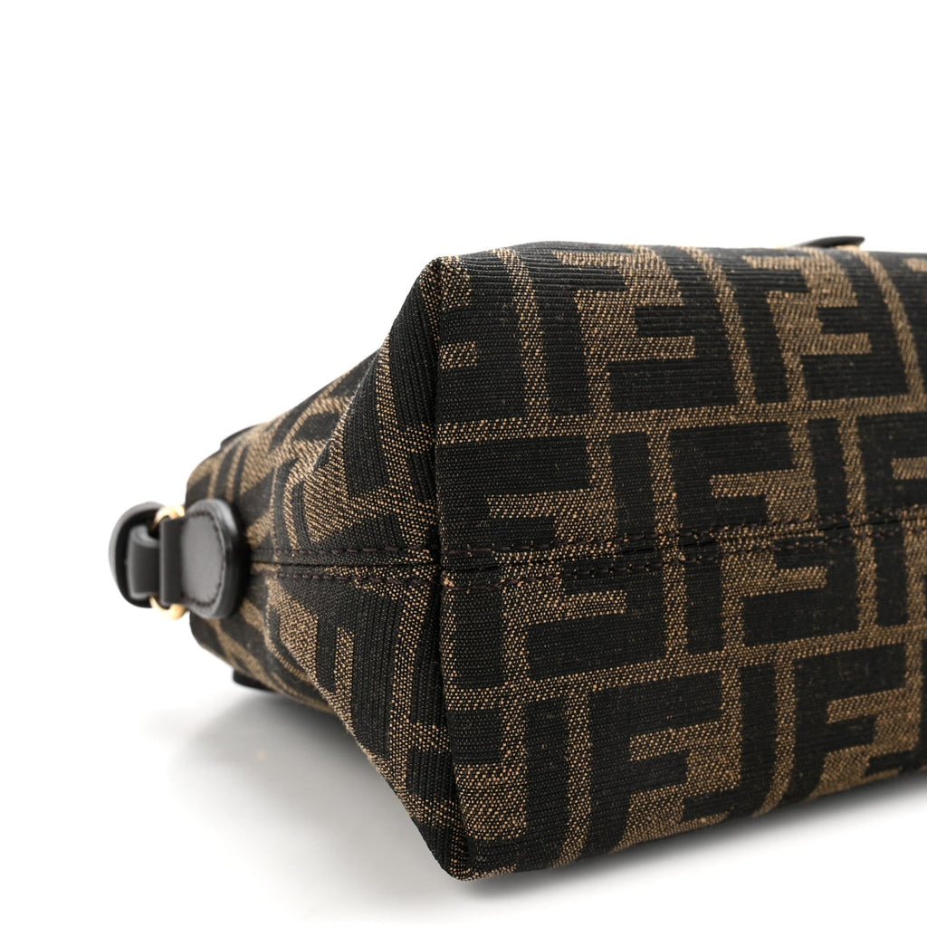 Vitello Grace Jacquard FF Mini By The Way Boston Bag Tobacco Moro Ebano
