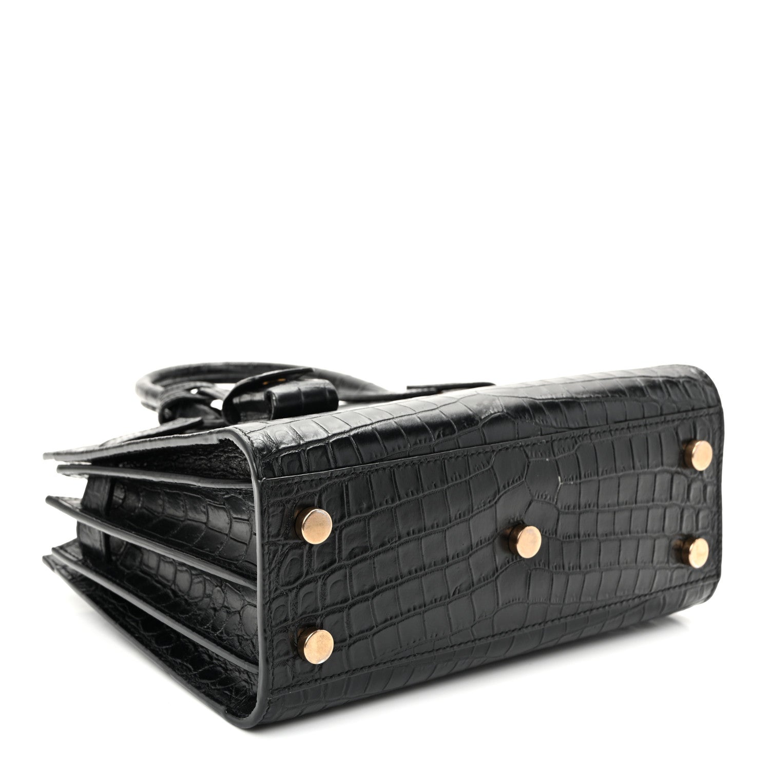 Calfskin Crocodile Embossed Nano Sac De Jour Black