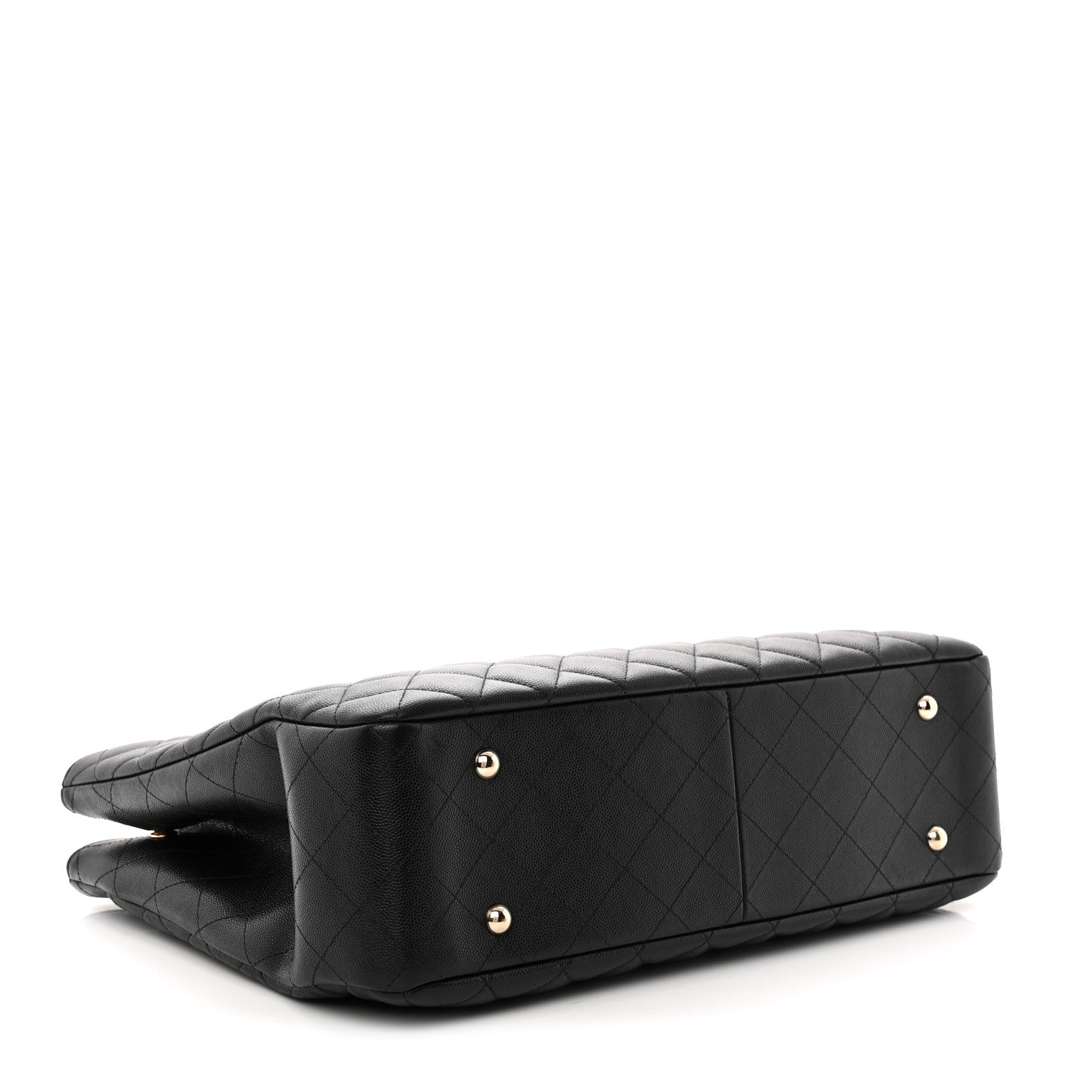 Caviar Quilted Shopping Tote Black Black