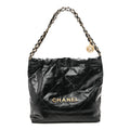 Shiny Calfskin Quilted Small Chanel 22 Black