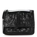 Crinkled Calfskin Matelasse Monogram Baby Niki Chain Satchel Black