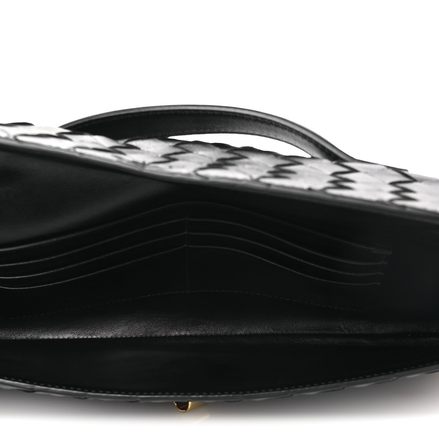 Nappa Intrecciato Long Andiamo Top Handle Clutch Black