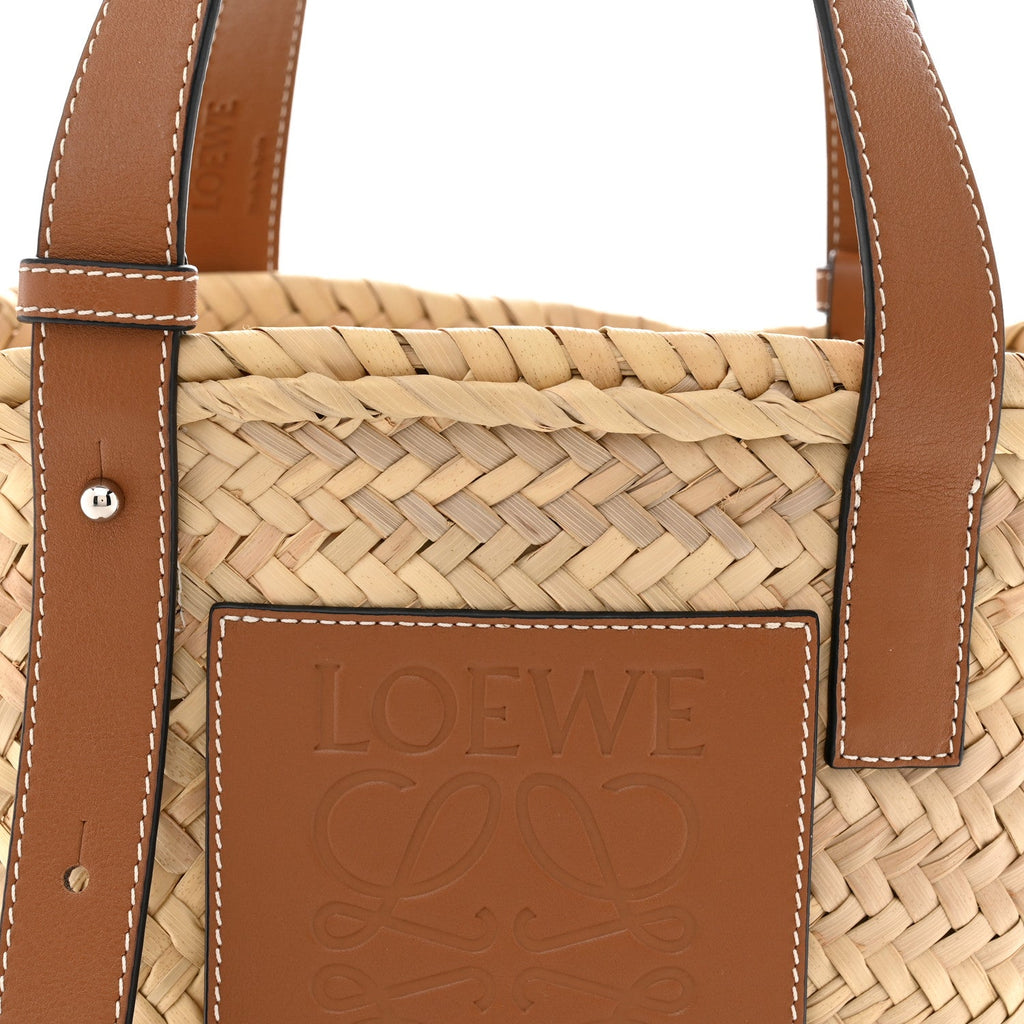 Raffia Small Basket Tote Bag Natural Tan