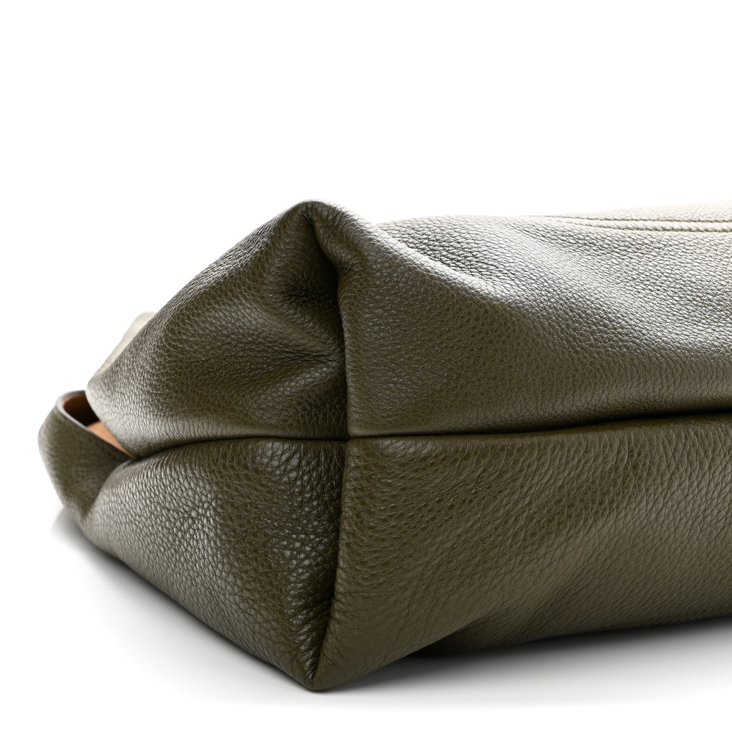 Grained Calfskin Softbit Maxi Shoulder Bag Forest Green