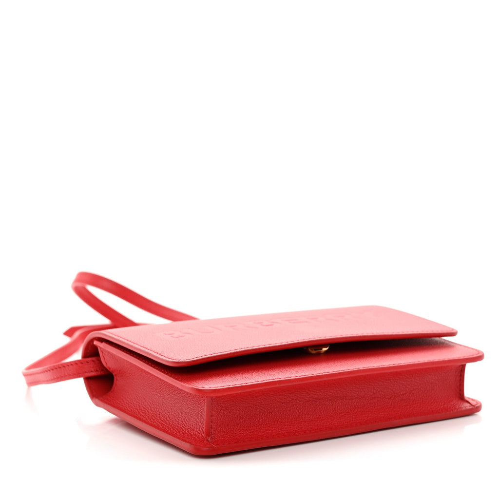 Smooth Calfskin Logo Embossed Hampshire Crossbody Red