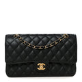 Caviar Quilted Medium Double Flap Black