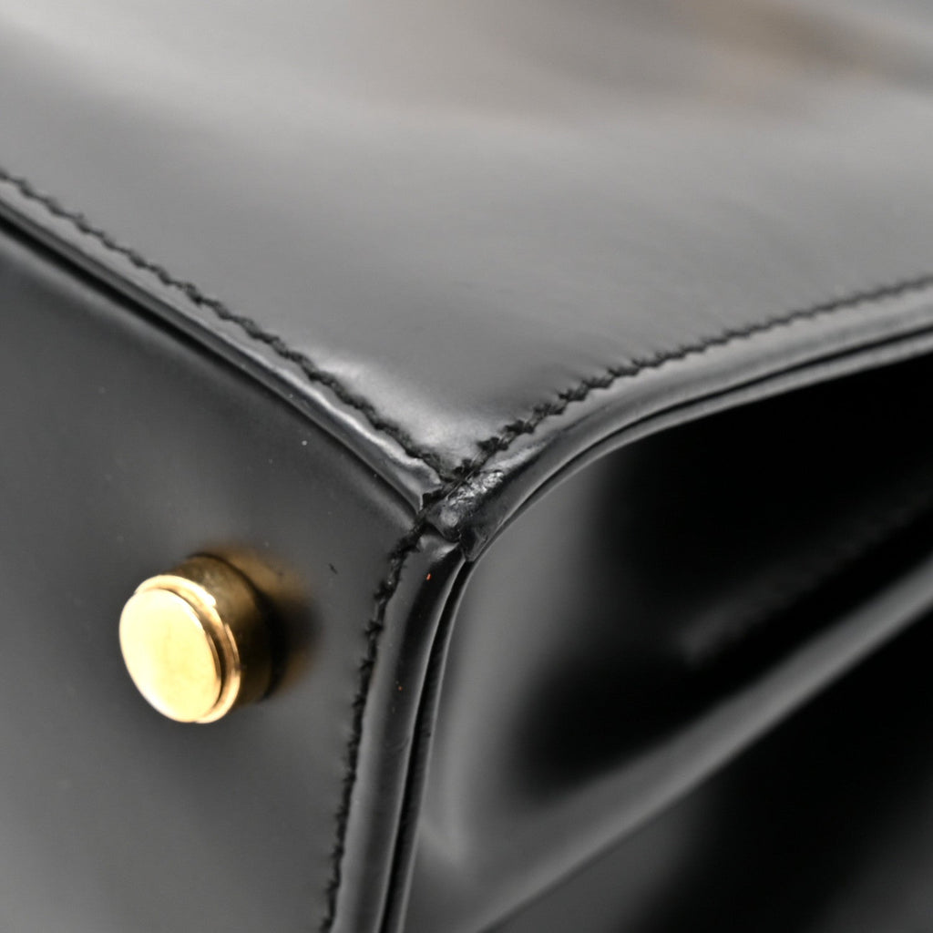 Brushed Off Calfskin Small Iconic Top Handle Black