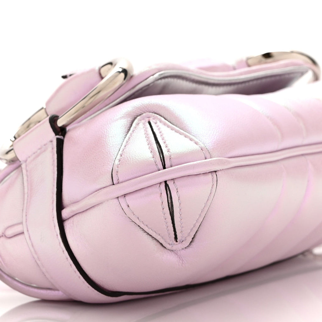 Iridescent Nappa Vertical Matelasse Small Maxi Horsebit Chain Shoulder Bag Escape Pink