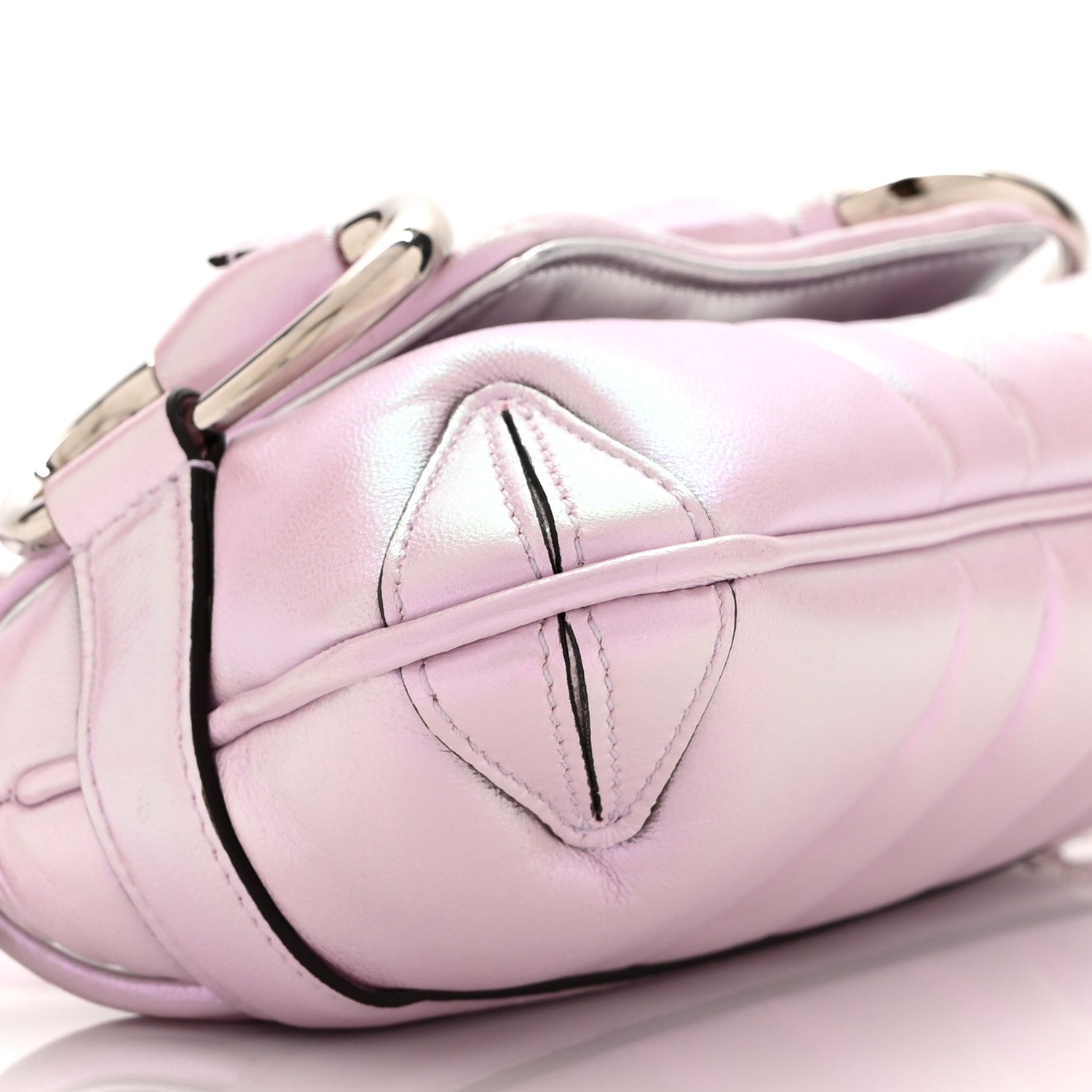 Iridescent Nappa Vertical Matelasse Small Maxi Horsebit Chain Shoulder Bag Escape Pink