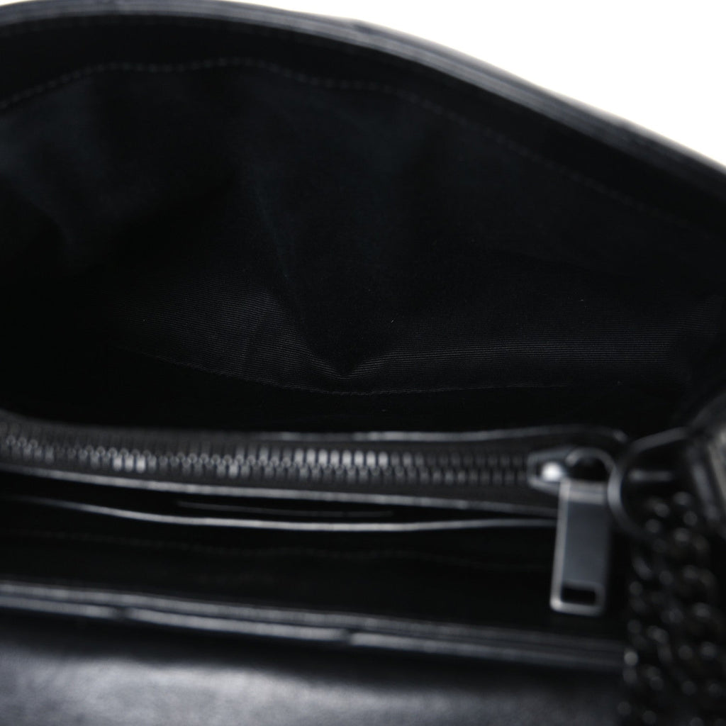 Calfskin Y Quilted Monogram Monochrome Small Loulou Chain Satchel Black
