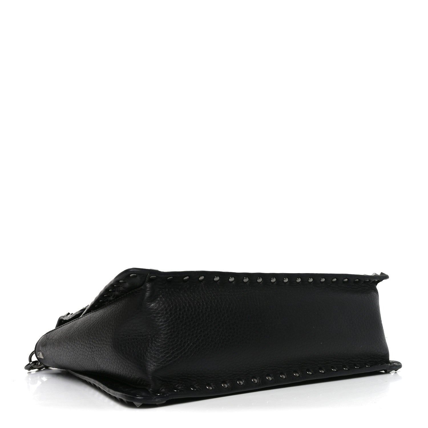 Alce Printed Calfskin Rockstud Top Handle Flap Shoulder Bag Black
