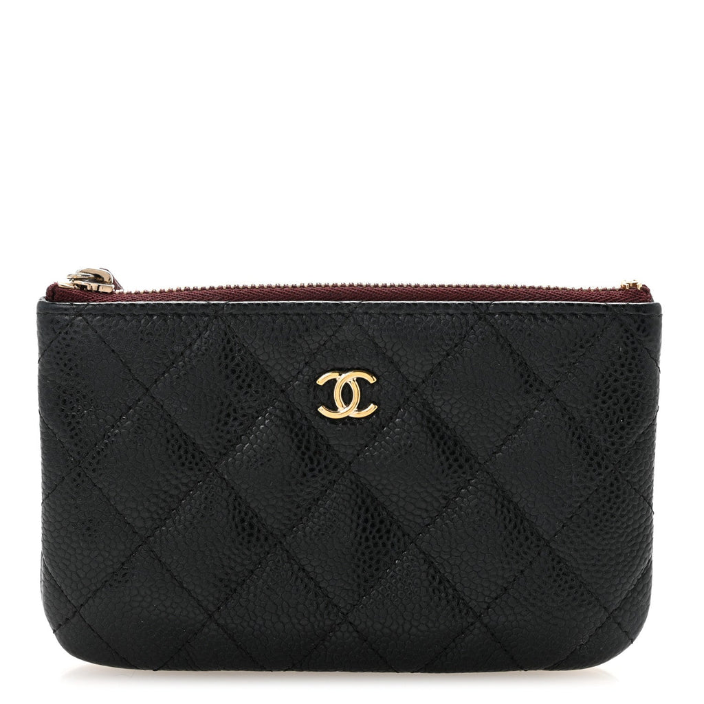 Caviar Quilted Small Cosmetic Case Black