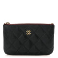 Caviar Quilted Small Cosmetic Case Black