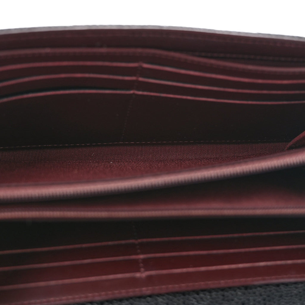 Caviar Quilted Large Gusset Flap Wallet Black