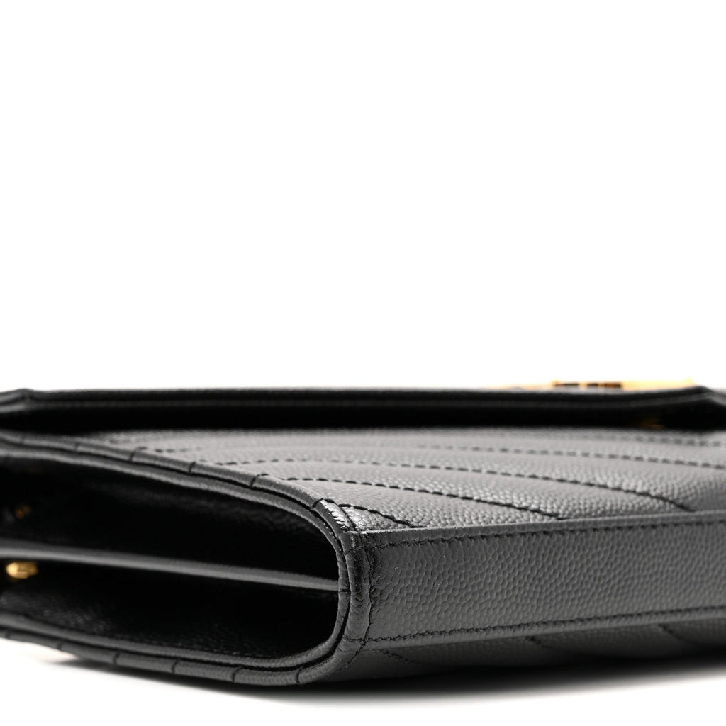 Grain De Poudre Matelasse Chevron Monogram Chain Wallet Black