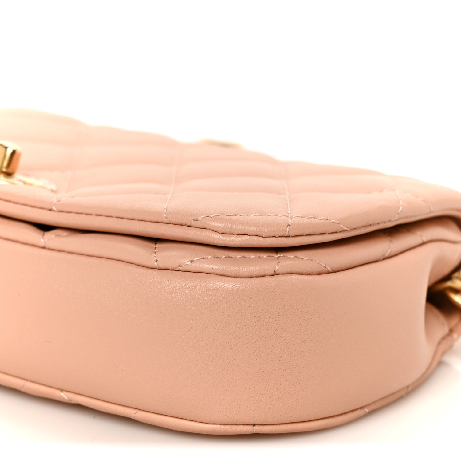 Calfskin Quilted Coco Mail Clutch With Chain Light Pink