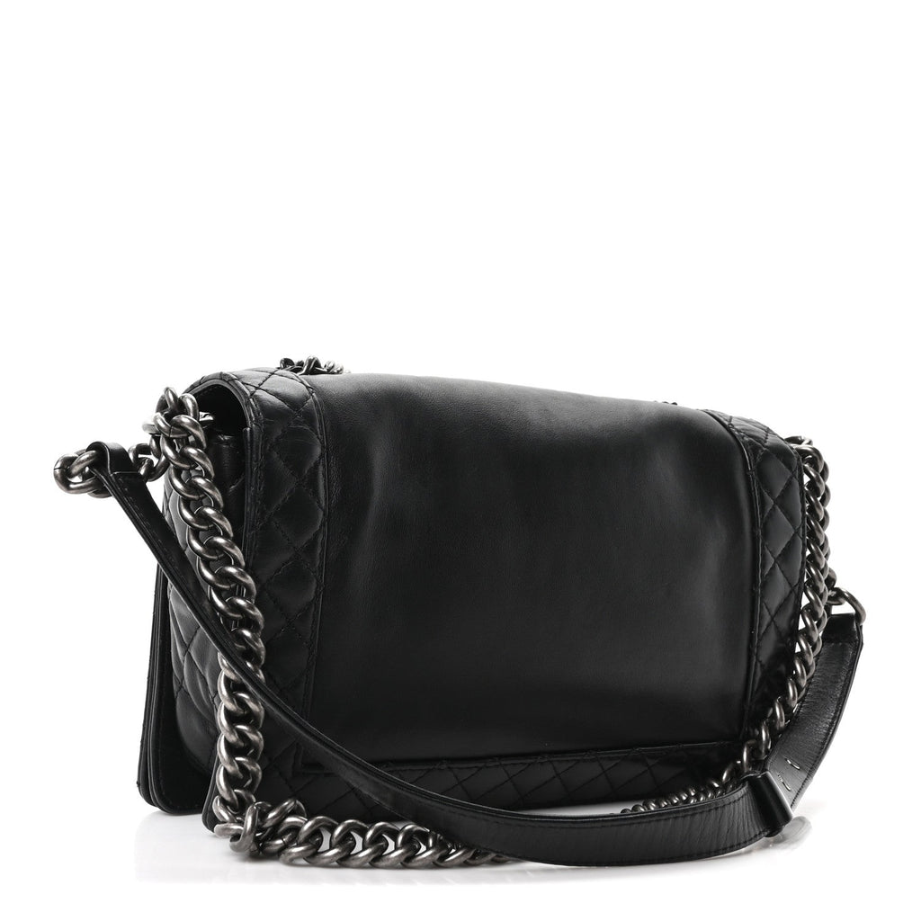 Calfskin Enchained New Medium Boy Flap Black