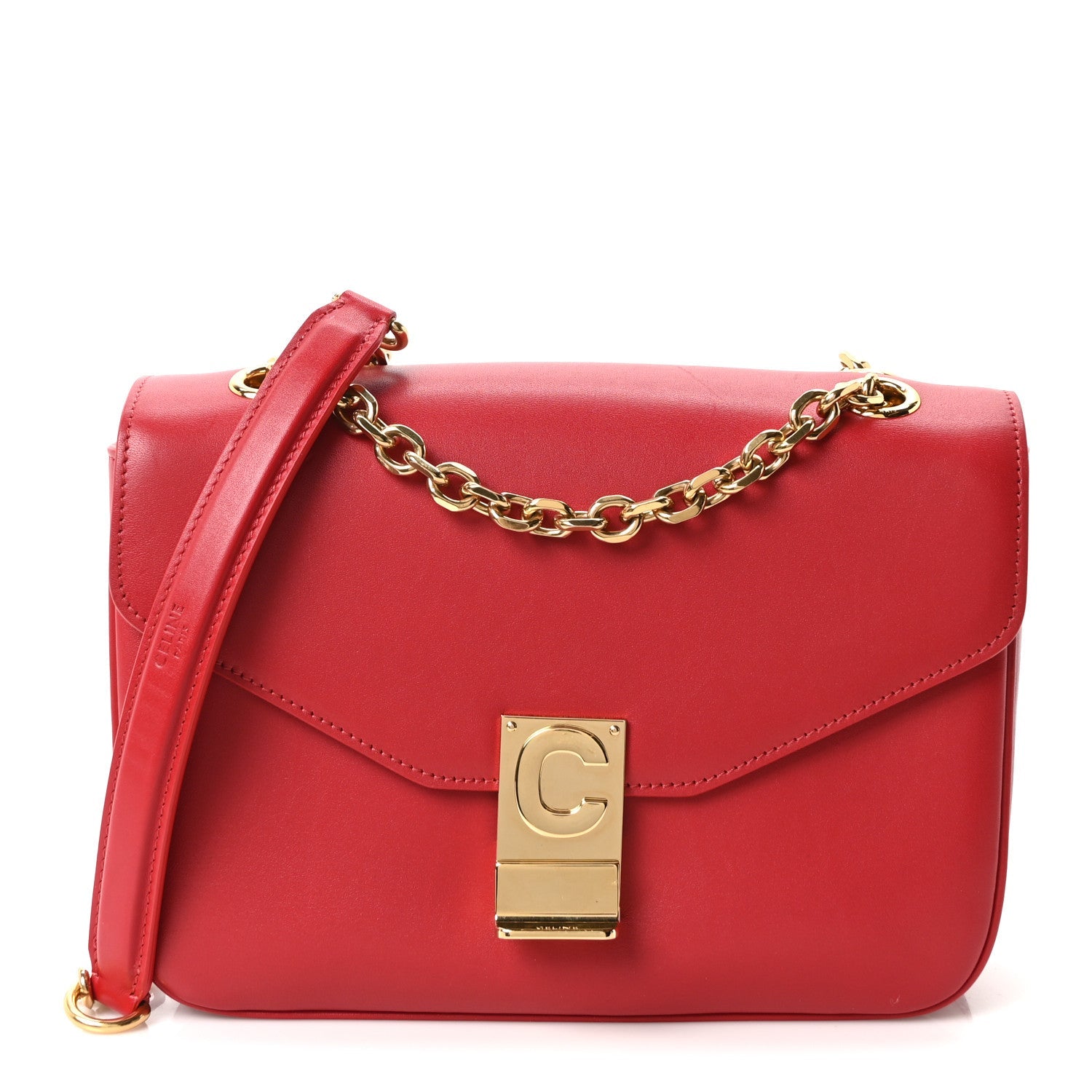 Shiny Calfskin Medium C Bag Red