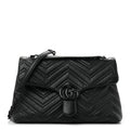 Soft Calfskin Matelasse Monochrome Medium GG Marmont Shoulder Bag Black