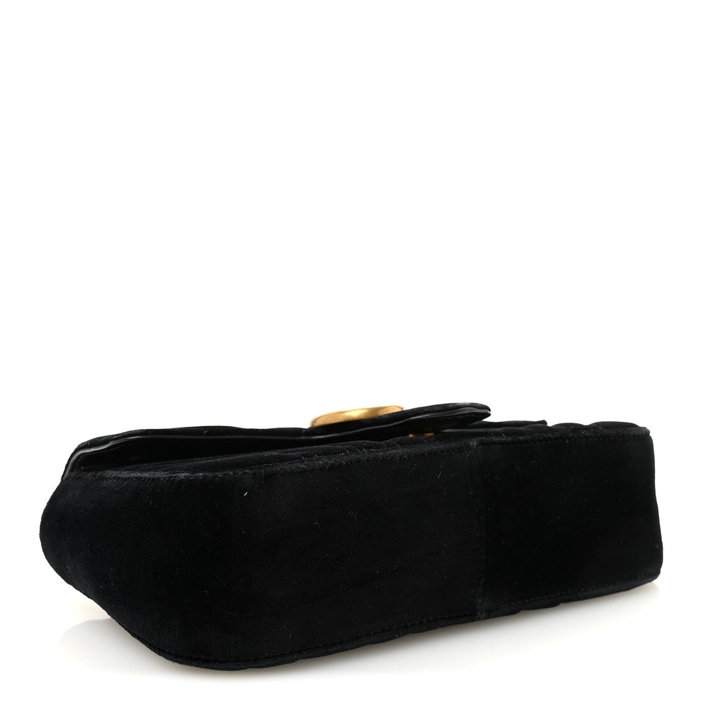 Velvet Matelasse Mini GG Marmont Shoulder Bag Black