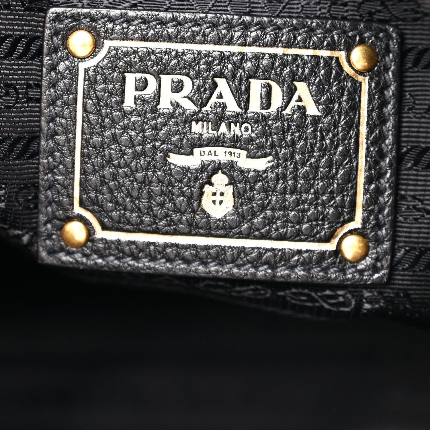 Vitello Phenix Embossed Logo Hobo Black