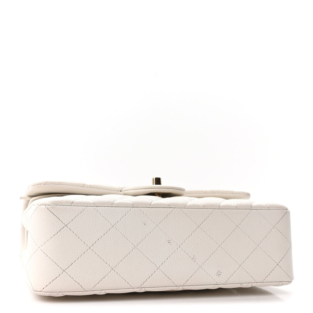 Caviar Quilted Small Double Flap White