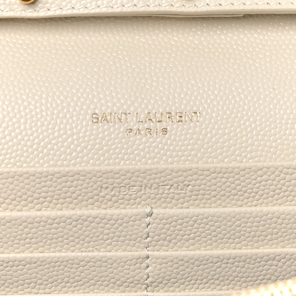 Grain De Poudre Matelasse Chevron Monogram Chain Wallet Crema Soft