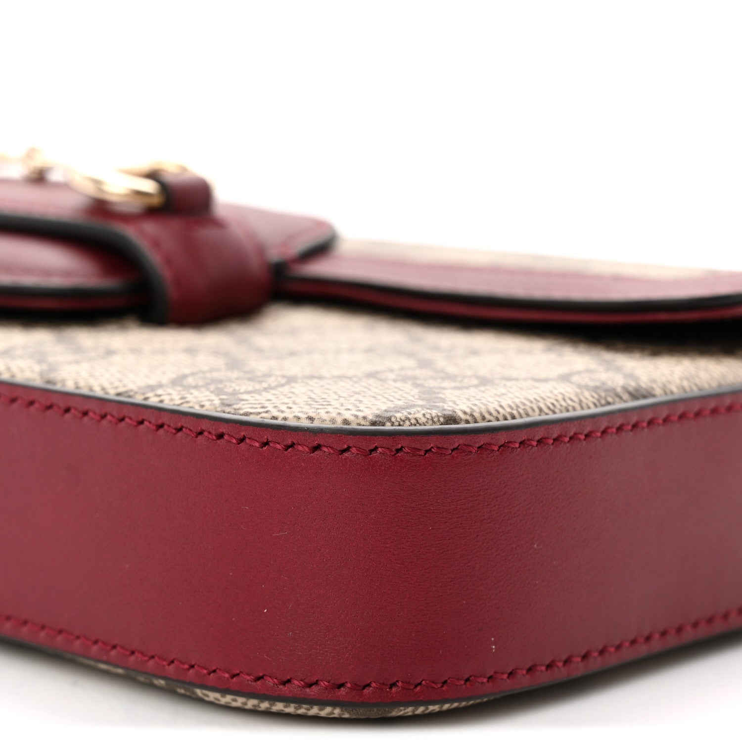 GG Supreme Monogram Azalea Calfskin Horsebit 1955 Mini Bag Beige Ebony Rosso Ancora