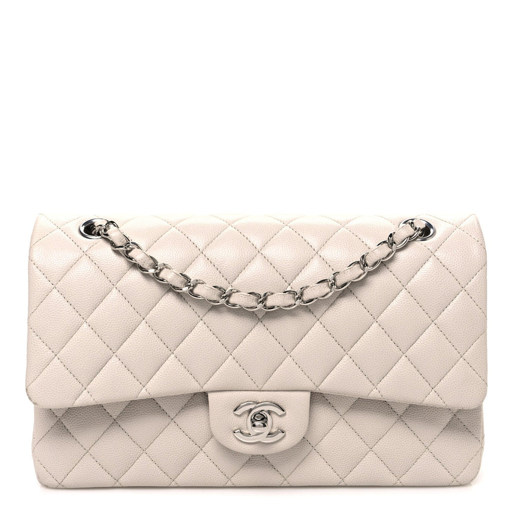 Caviar Quilted Medium Double Flap Ivory