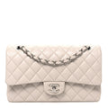 Caviar Quilted Medium Double Flap Ivory