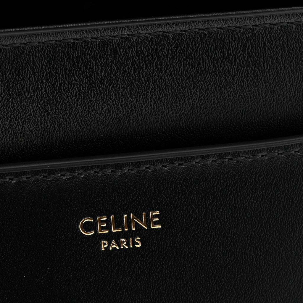 Satinated Calfskin Small 16 Top Handle Bag Black