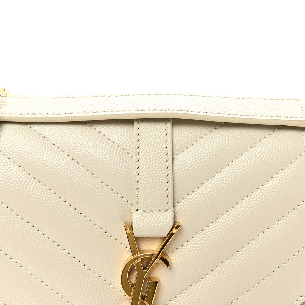 Grain De Poudre Textured Mixed Matelasse Medium Triquilt Monogram Satchel Crema Soft