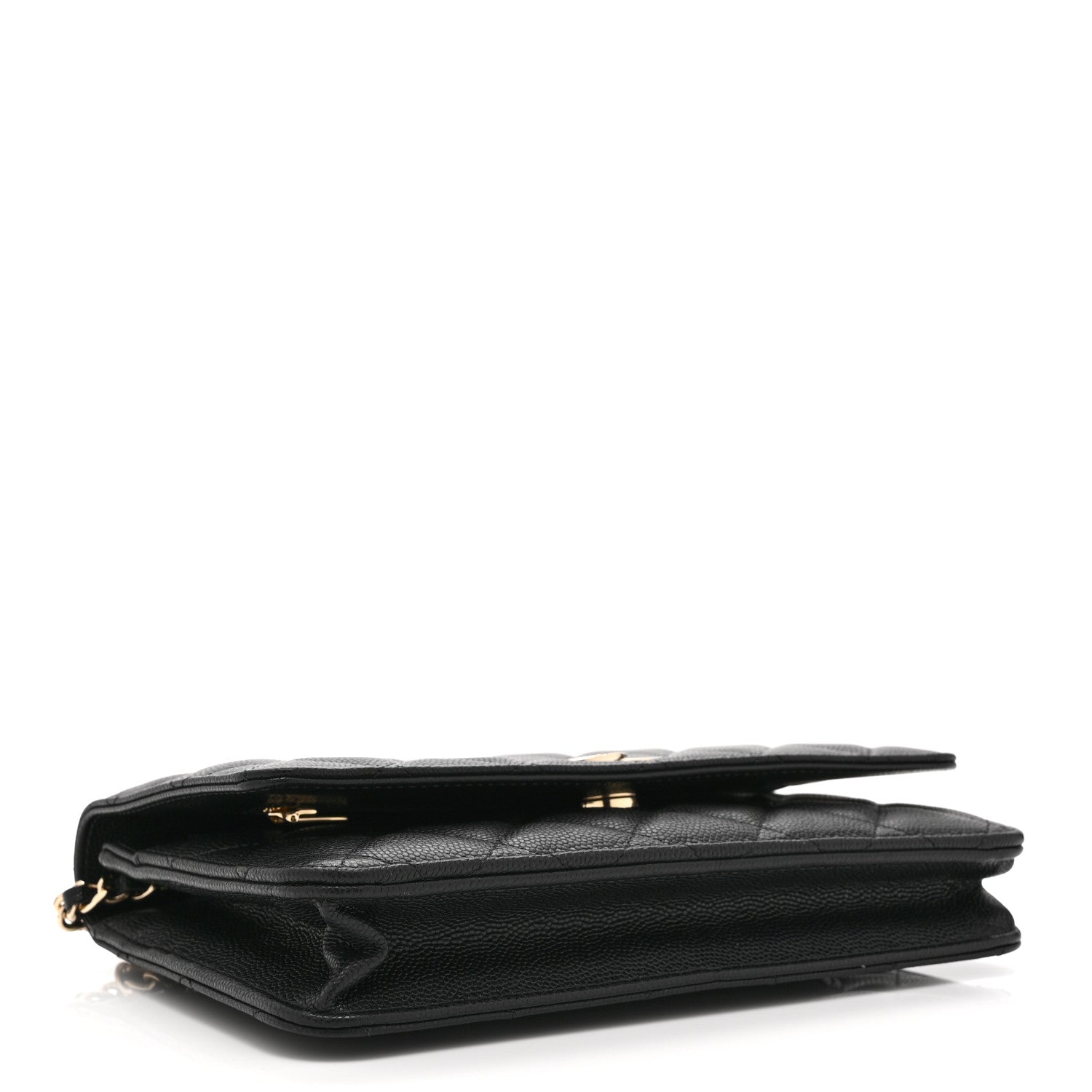 Caviar Quilted Crystal CC Wallet On Chain WOC Black
