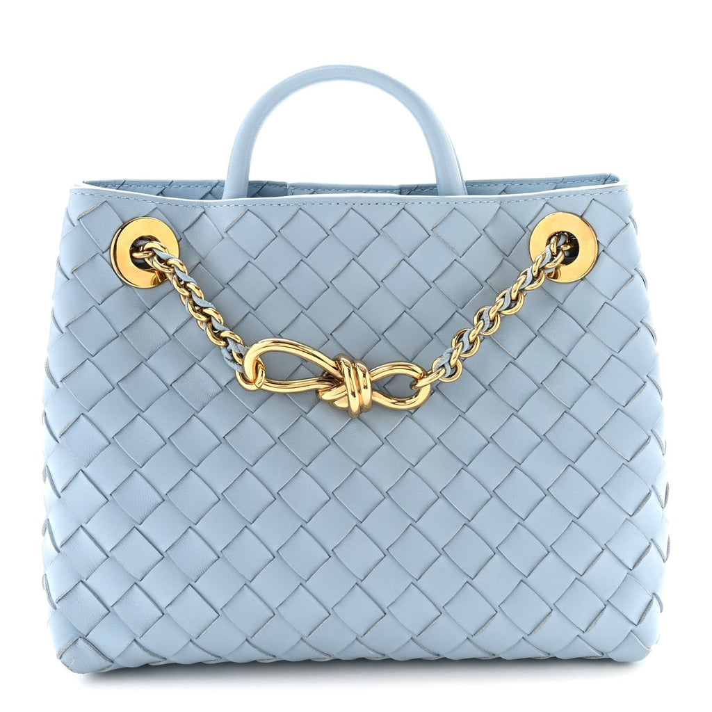 Nappa Intrecciato Small Andiamo With Chain Shoulder Bag Ice