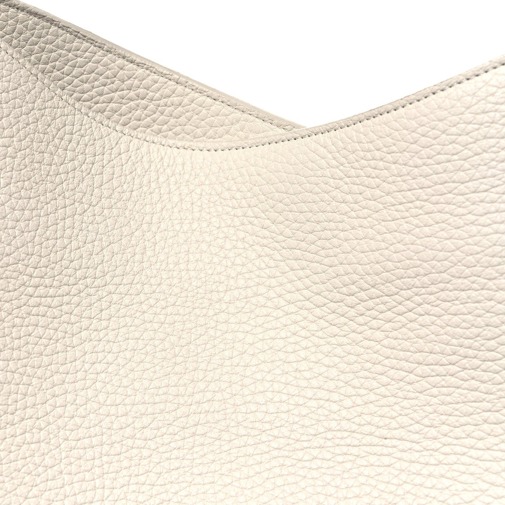 Pebbled Calfskin Large Alix Padlock Zip Hobo Bag Chalk