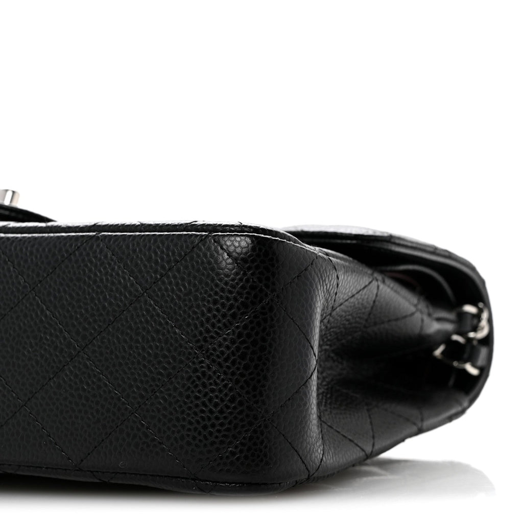 Caviar Quilted Medium Double Flap Black