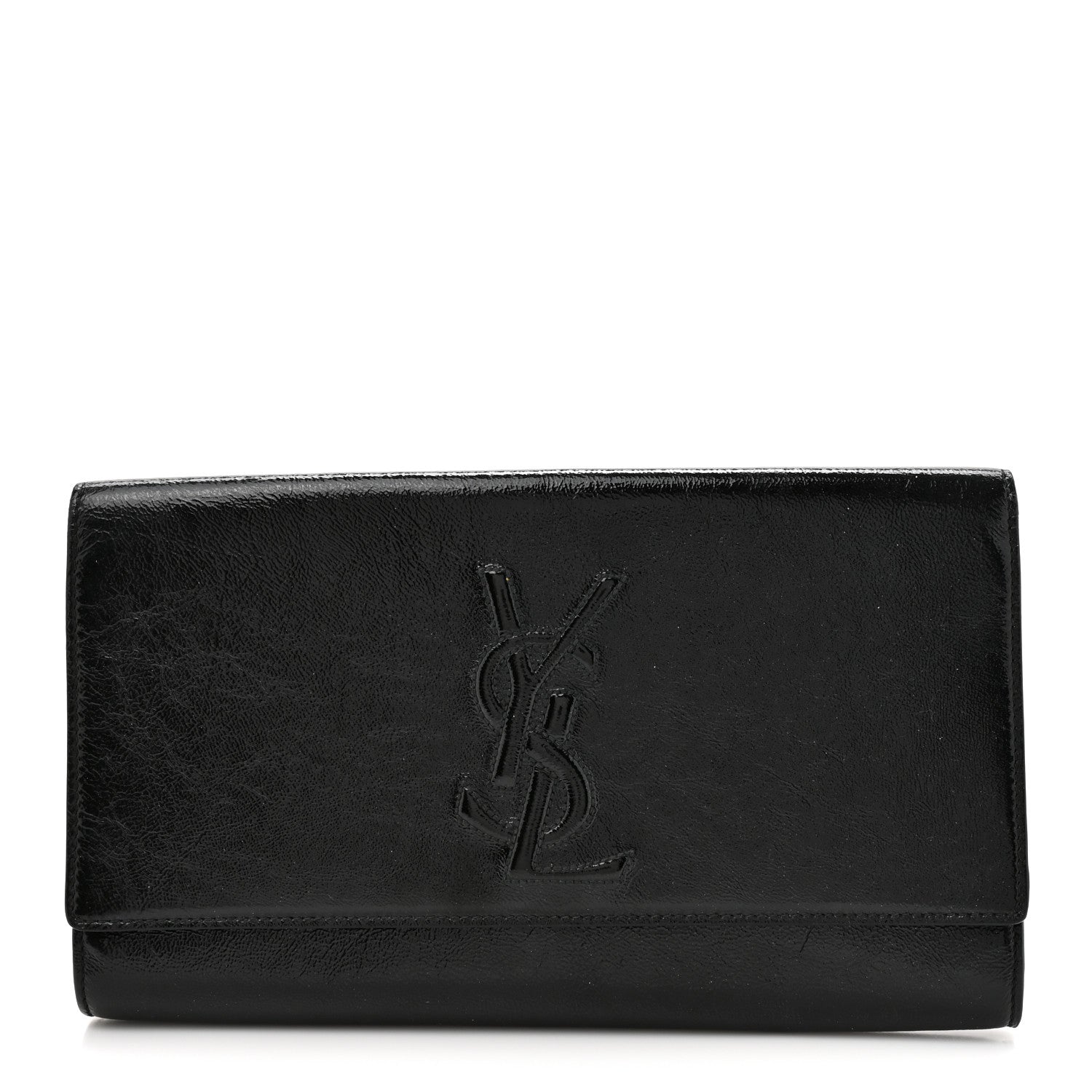 Textured Patent Monogram Large Belle De Jour Clutch Black