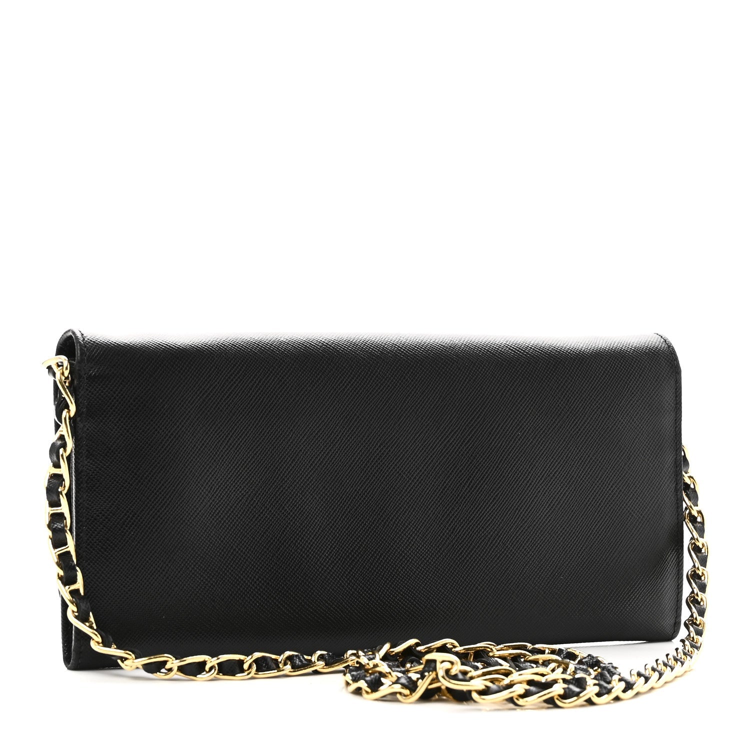 Saffiano Metal Oro Chain Wallet Black Black