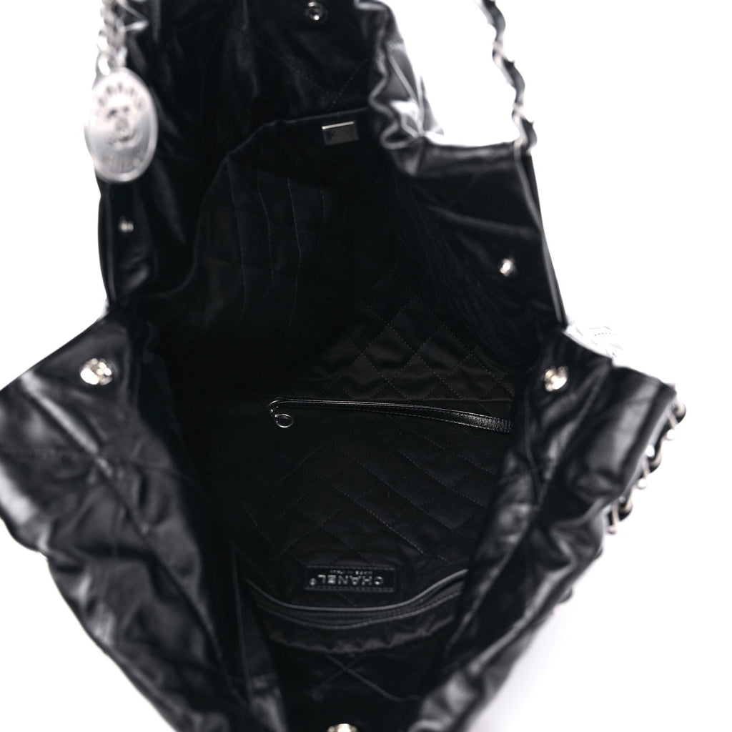 Shiny Calfskin Quilted Chanel 22 Black