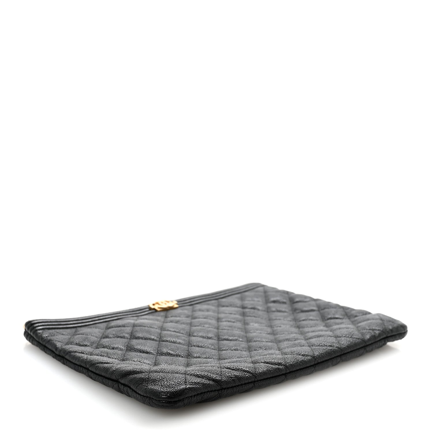 Caviar Quilted Medium Boy Cosmetic Case Black
