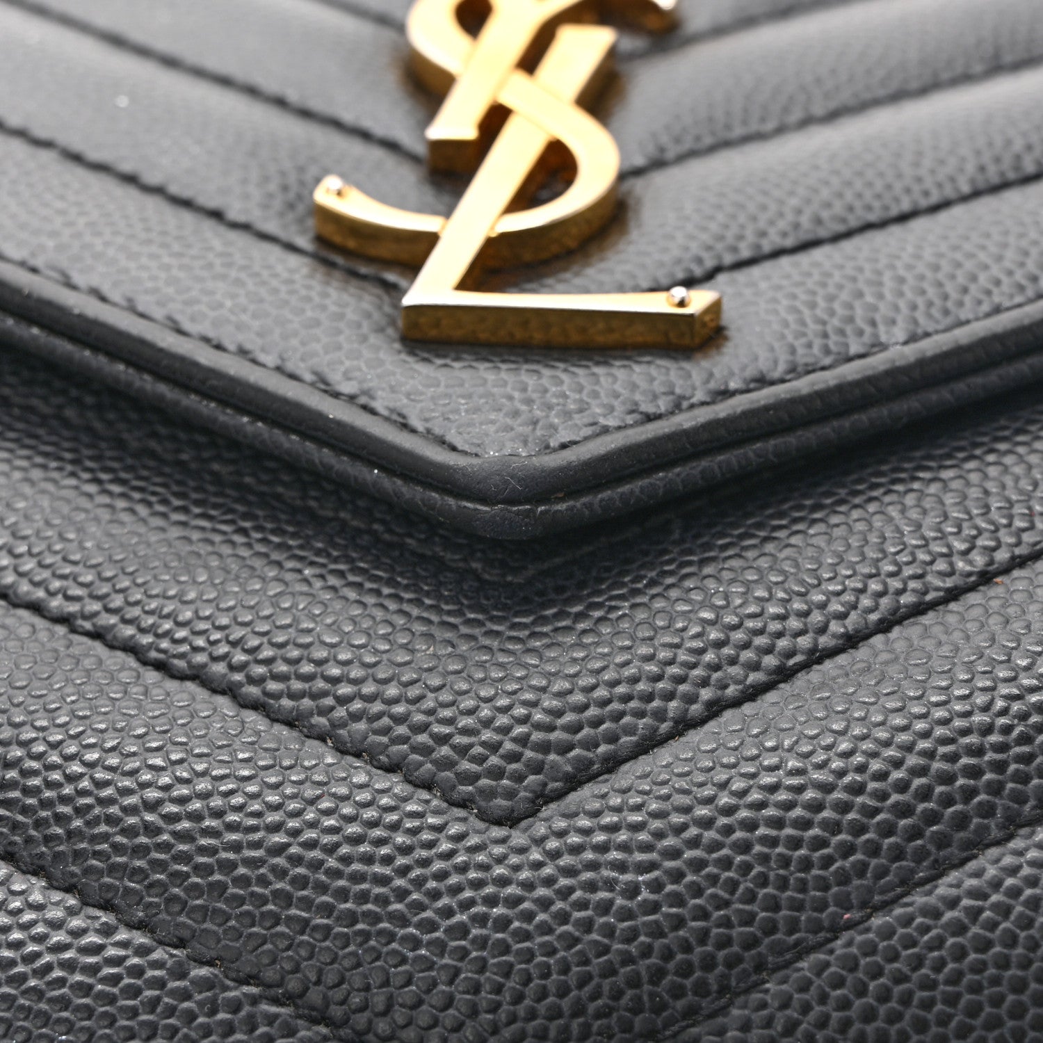 Grain De Poudre Matelasse Chevron Monogram Chain Wallet Black