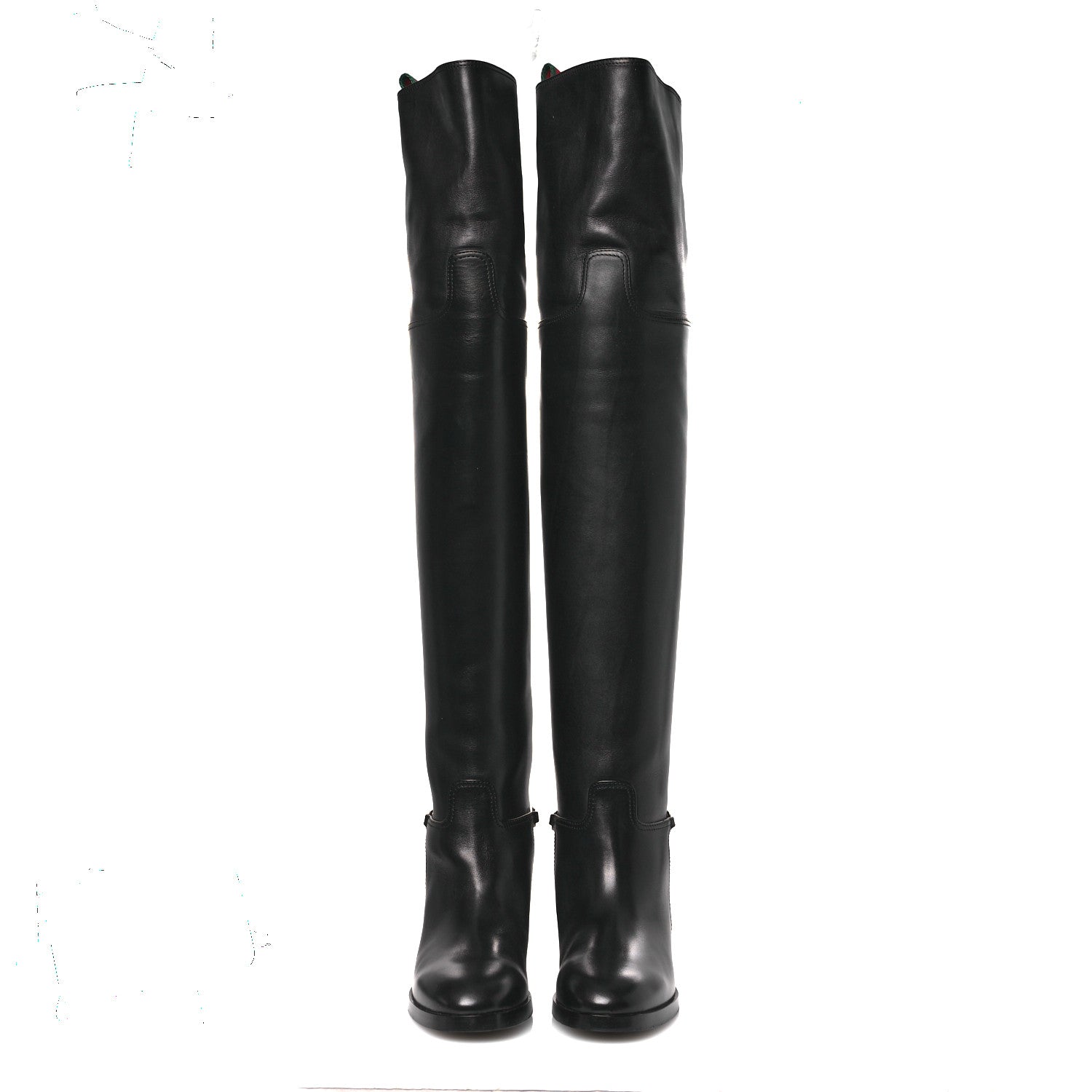 Calfskin Slim Horsebit Over The Knee High Boots 37 Black