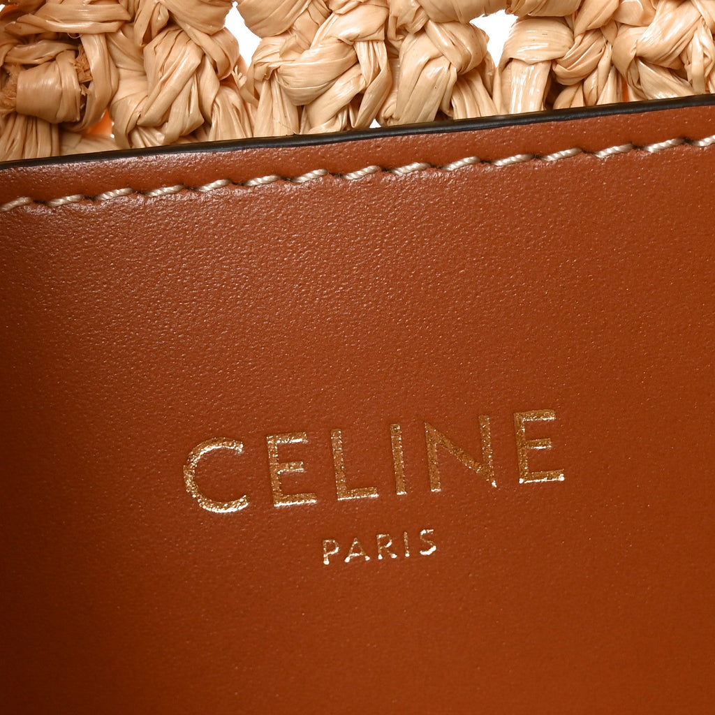 Raffia Calfskin Triomphe Panier Hobo Bag Natural Tan