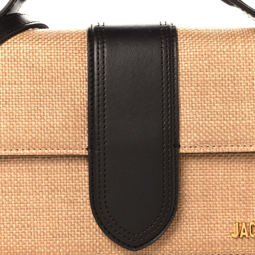 Raffia Smooth Calfskin Le Grand Bambino Natural Dark Brown