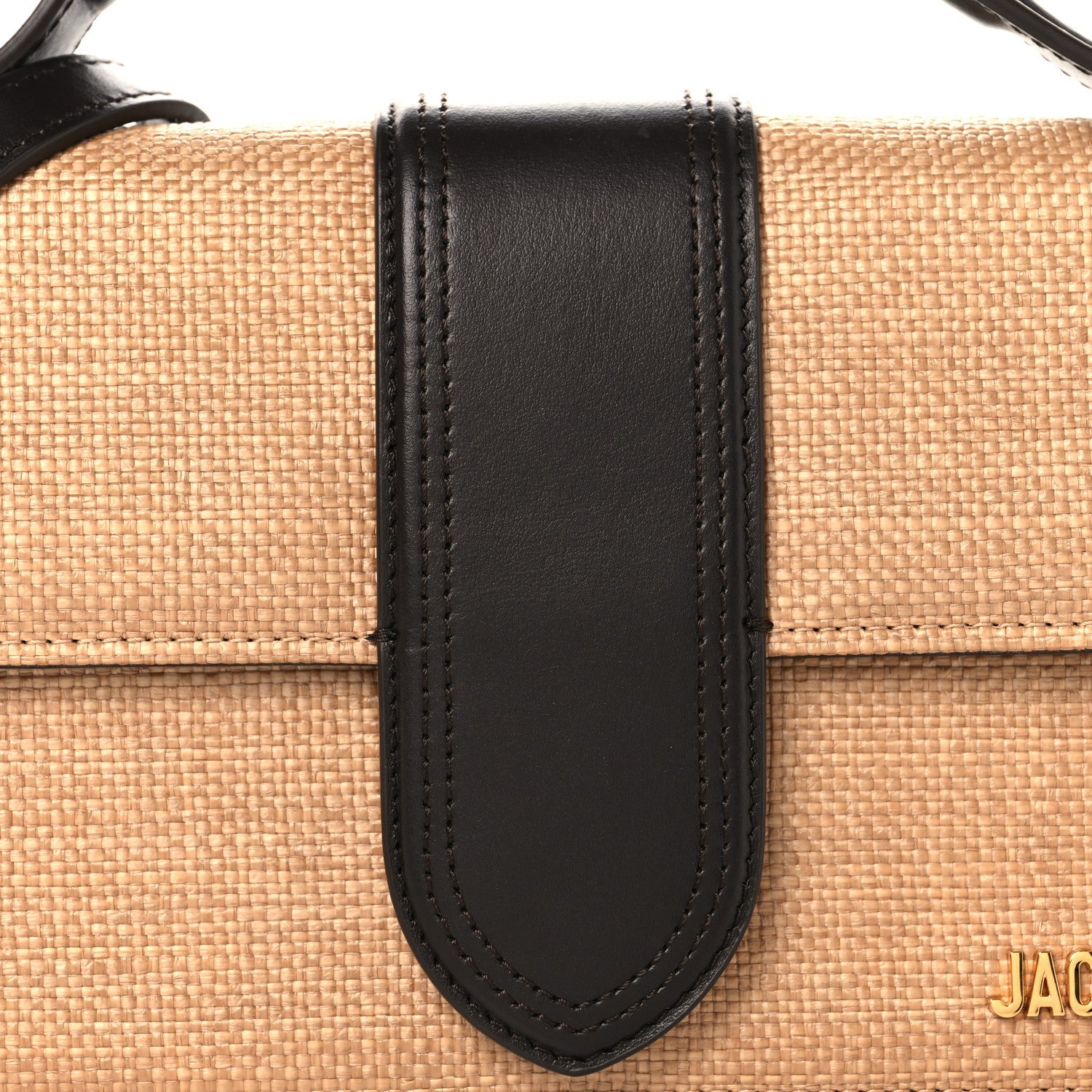 Raffia Smooth Calfskin Le Grand Bambino Natural Dark Brown