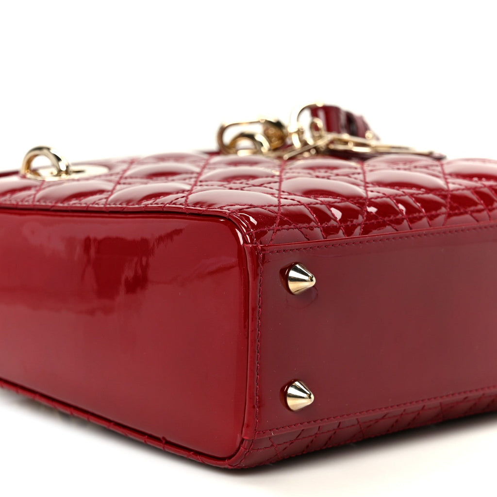 Patent Cannage Small My ABCDior Lady Dior Cherry Red