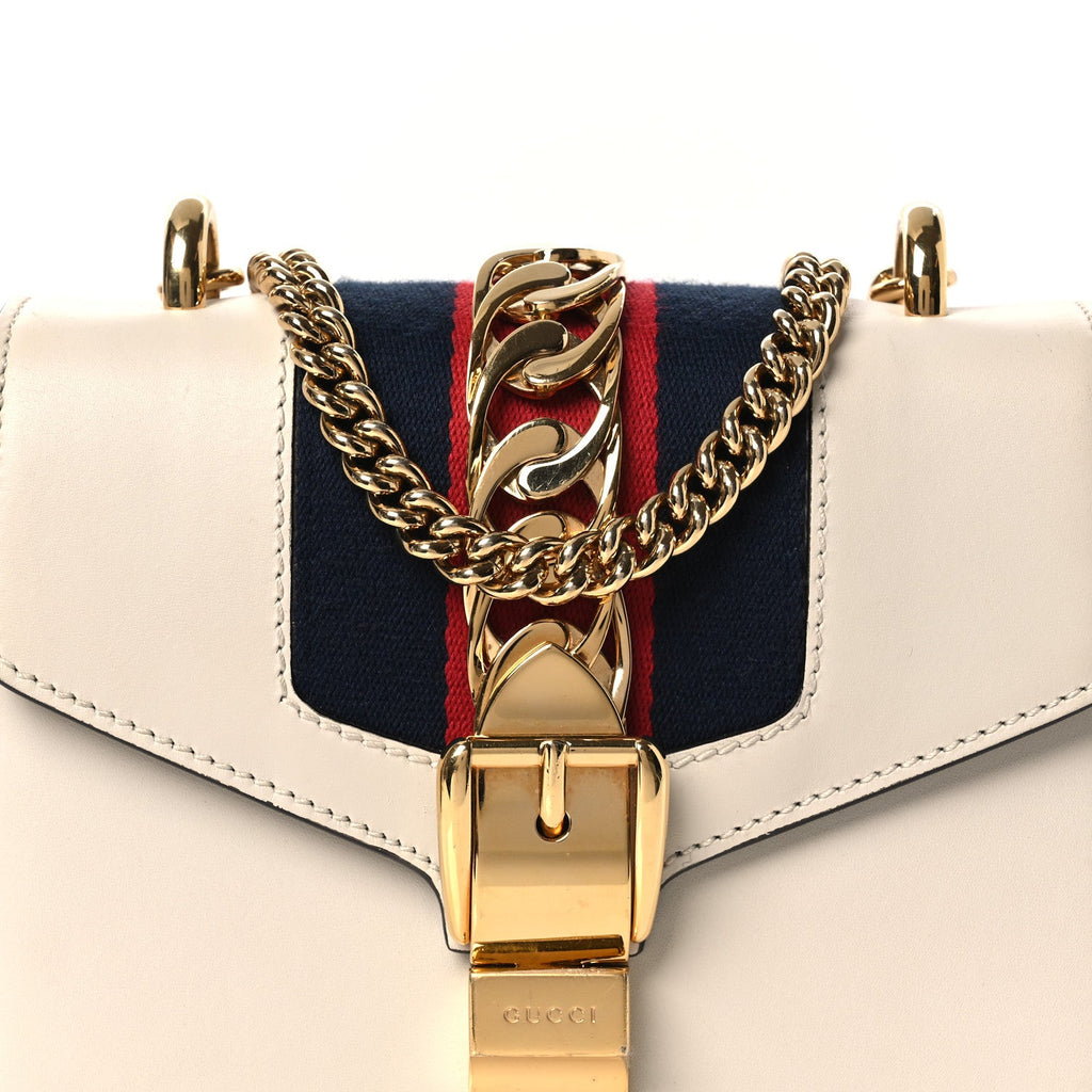 Calfskin Mini Sylvie Chain Shoulder Bag White